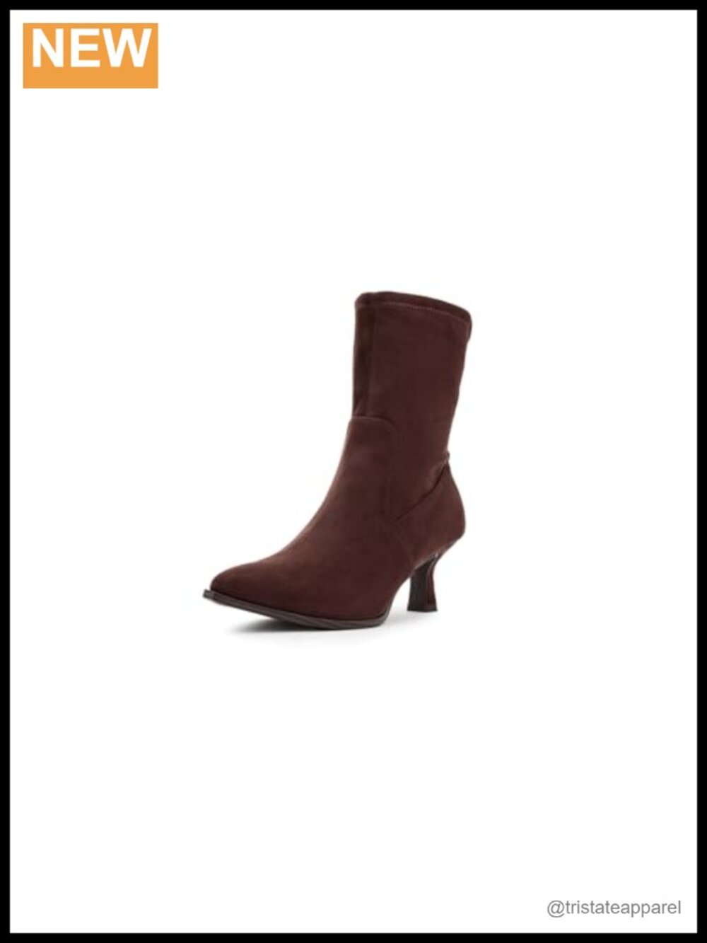 Calf High Fashion Boots Pointy Toe Kitten Heel Zip Closure PU